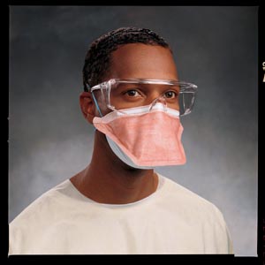 Mask Particulate Respirator / Surgical Mask FluidShield Medical N95 Flat Fold Elastic Strap One Size Fits Most Orange NonSterile ASTM Level 3 Adult (35/BX 6BX/CS) by O&M Halyard  ID 46767